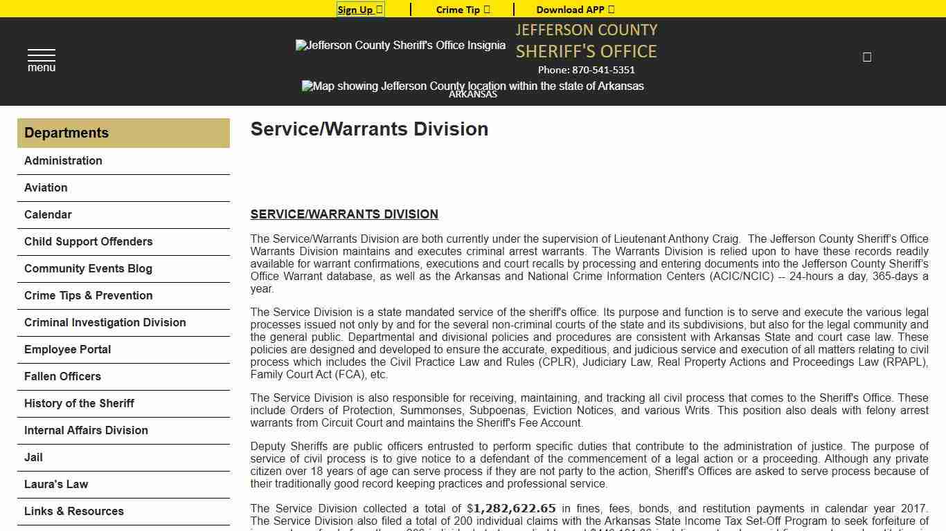 Service/Warrants Division - Jefferson County Sheriff AR